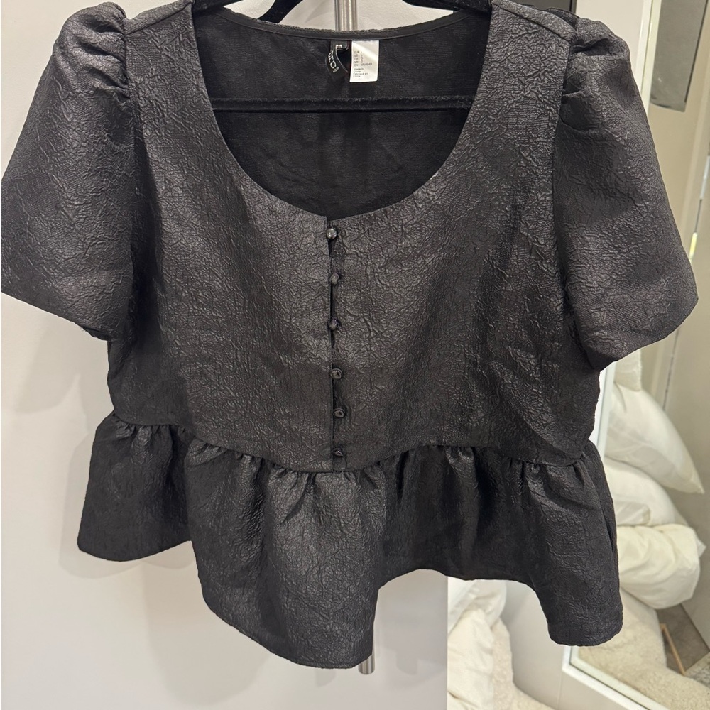 H&M Textured Black Blouse